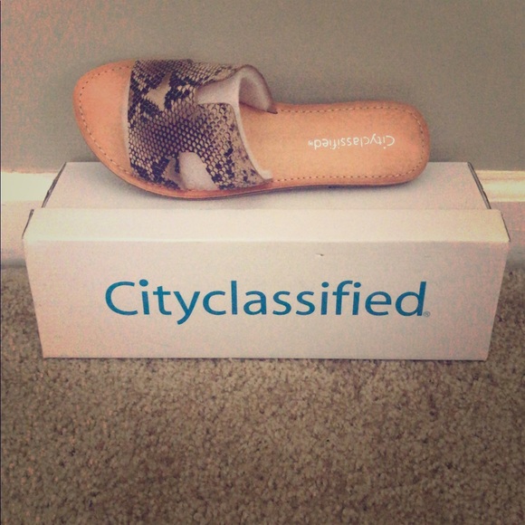 Cityclassified Shoes - City Classified Snakeskin Slides Cityclassified Shoes - City Classified Snakeskin Slides
